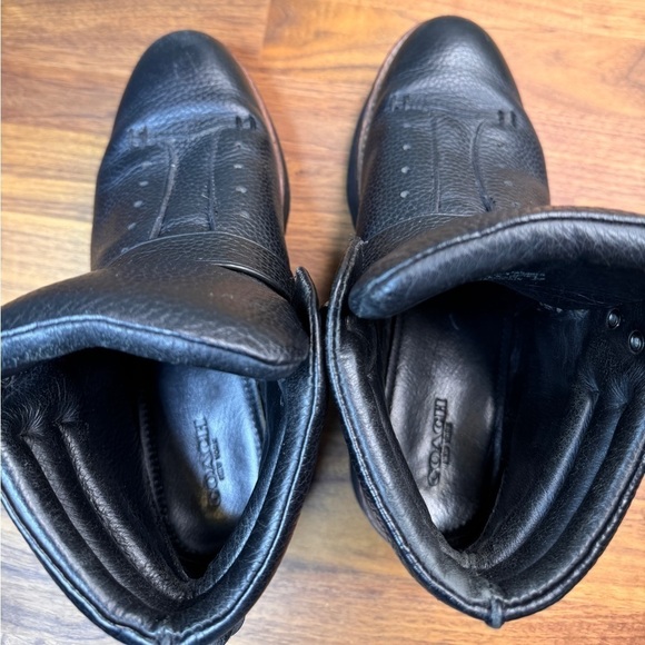 Coach Urban Hiker Platform Wedge Chunky Boot Rare Black Leather Shoe 9.5 - Picture 9 of 11